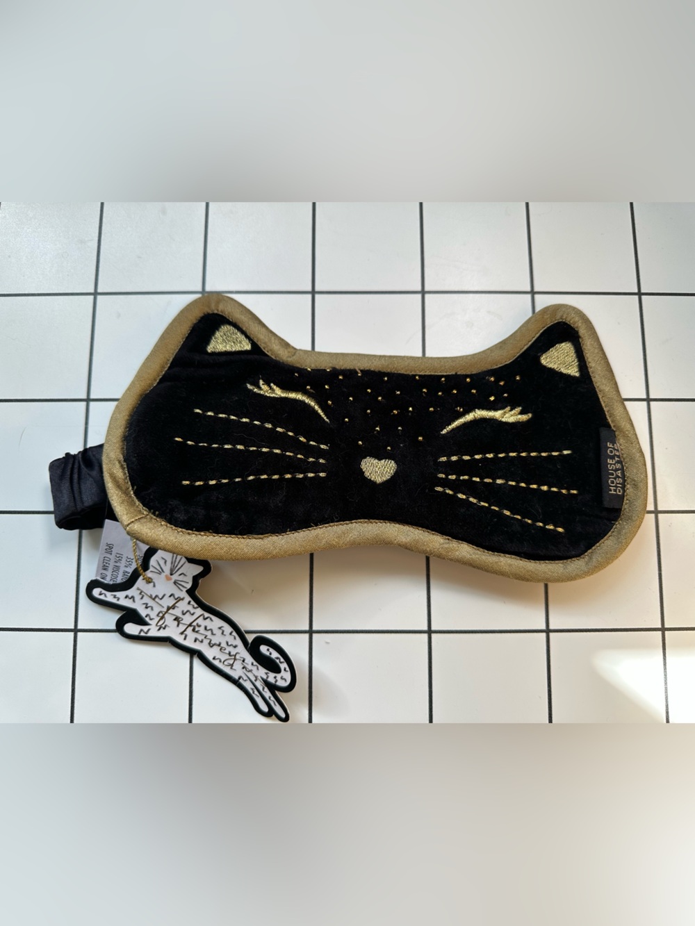 Black &Gold Cat Eye Mask by House of Disaster. Velour-Velvet feel. Satiny inside
